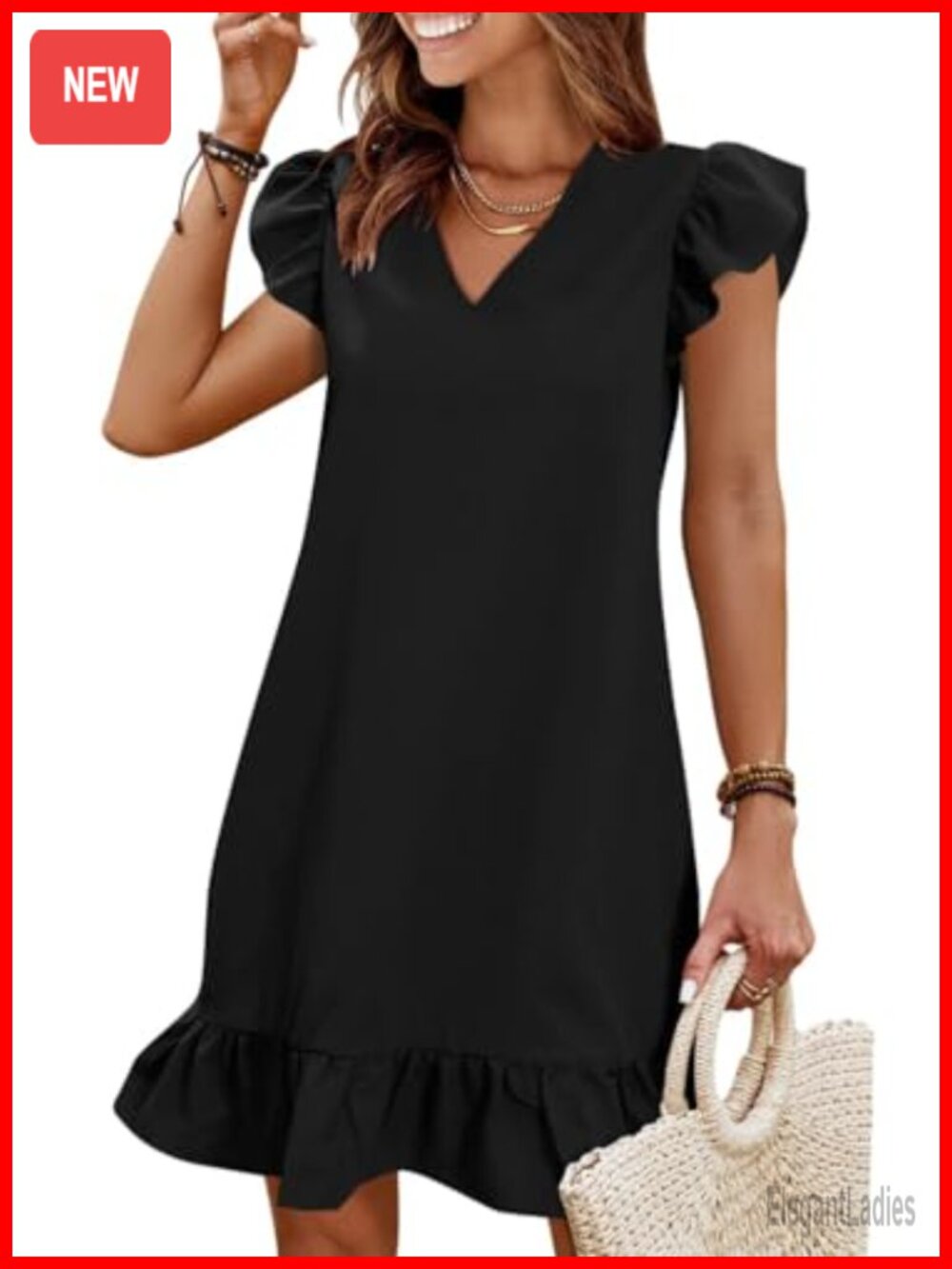 Ruffled V-Neck Sleeveless Mini Sundress Summer Beach Vacation